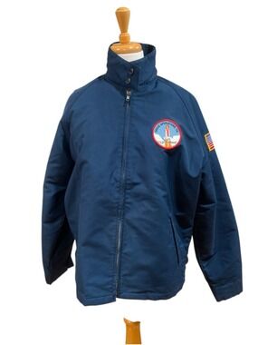 Vtg 80’s Men's Lockheed Space Operations Bomber Jacket SizeM Blue